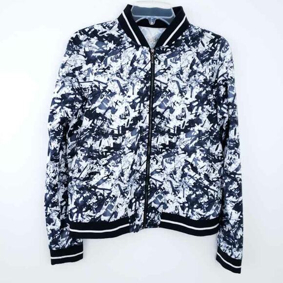 Madden Track Jacket Abstract Black and White Medium Juniors, Zip Up, Athleisure - Picture 1 of 4